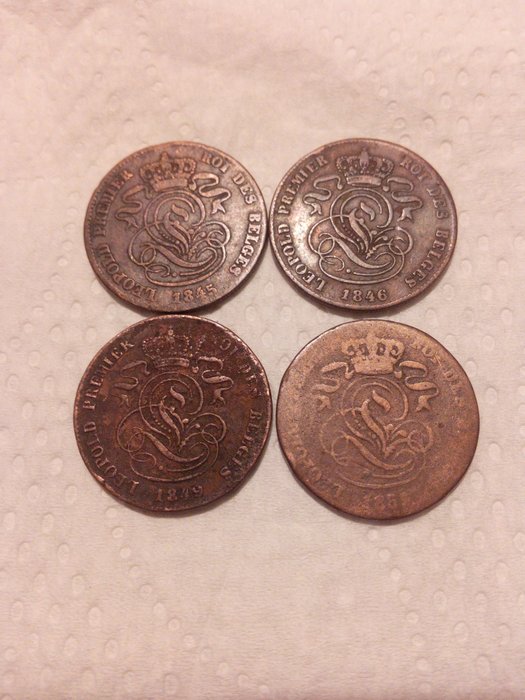 Belgie - 2 cent Leopold I - 1845/1846/1849 en vermoedelijk 1852 - 4 munten