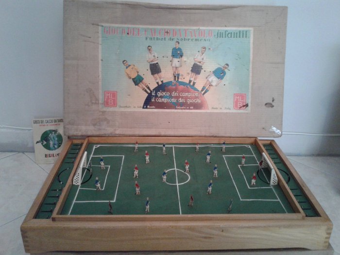 M.L.B.   (Luigi Marchesini) ‘Gioco del calcio da tavolo’ tin and wood, c. 1950, Italy