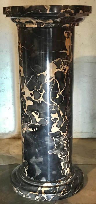 Portoro black marble column - Northern Italy - mid-20th century