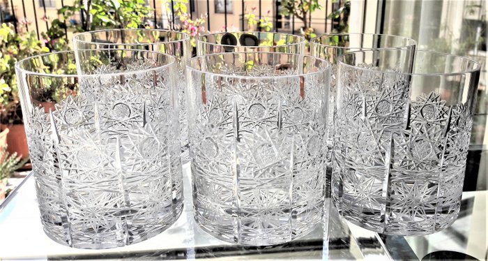 Details about   Whiskey Tumbler set of 6 Crystal Glass Vodka Water Rocks Glass11oz Bohemia Czech 