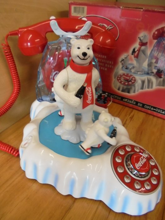 Coca-Cola Polar Bear Telephone + OVP - kunststof