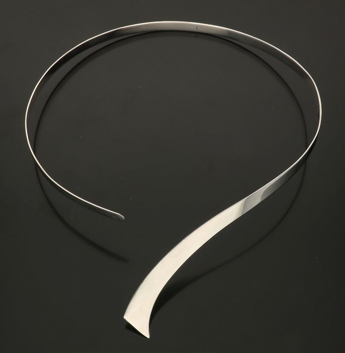 925 - Silver, 7 mm wide torc necklace - Inner size: approx. 13 cm