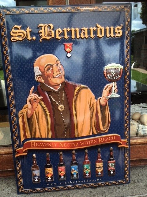 Beautiful advertising sign in relief of the St. Bernardus brewery (Watou)
