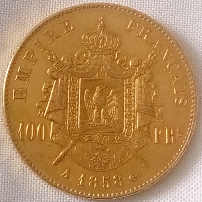 France - 100 Francs 1858 A - Napoleon III - gold
