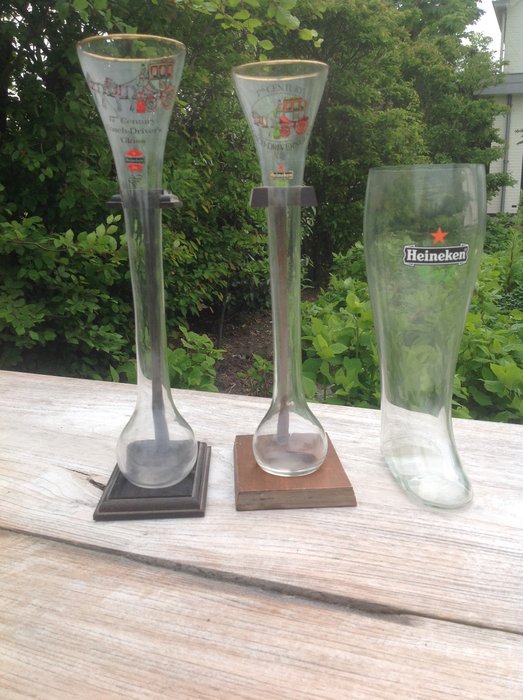 Heineken - 2 x Koetsiersglas en 1 x Laars - ca 2e helft 20e eeuw