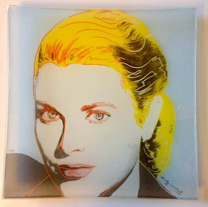 Andy Warhol Foundation by Rosenthal studio-line - three glass dishes with portraits of Grace Kelly, Elvis Presley and Andy Warhol