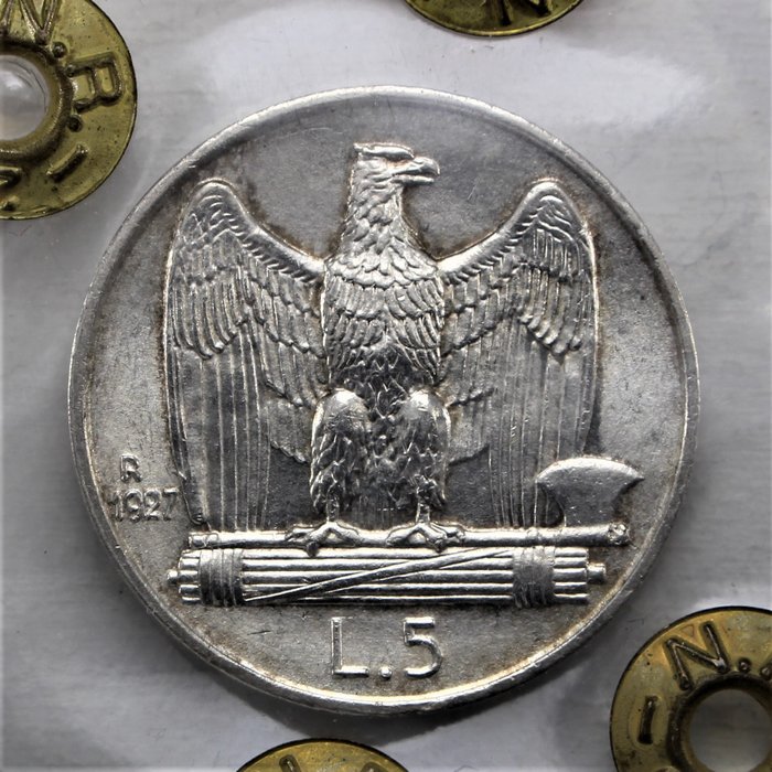 Kindgom of Italy - 5 Lira, 1927
'Aquilotto' Vittorio Emanuele III - silver