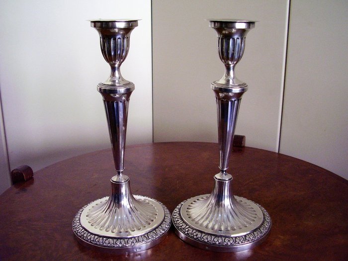 Antique Italian silver candlesticks, Genoa - Torretta, 1818