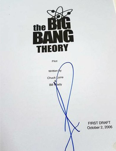 Chuck Lorre & Bill Prady - Script Pilot The Big Bang Theory (first draft) - Signed by Jim Parsons - 2006