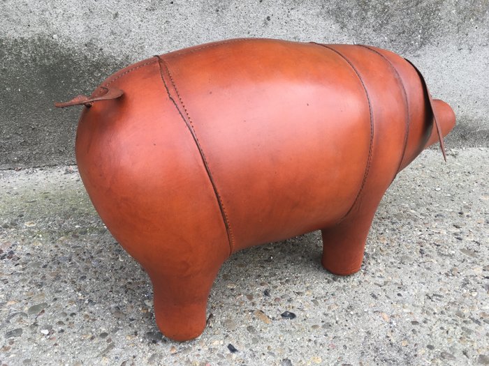 Unknown Producer Leather Animal Pig, Leather Pig Footstool