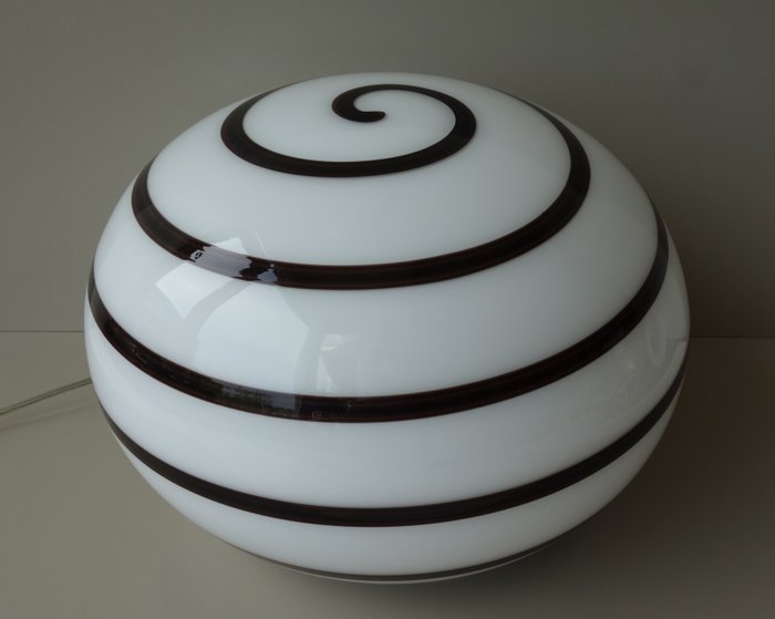 ILU di Vetro – large round glass floor lamp/table lamp, "Zebra"