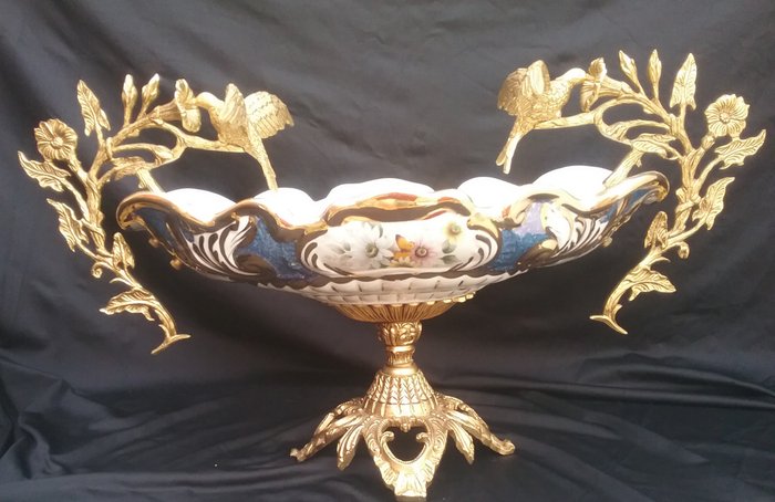 Centrepiece, in bronze and porcelain, 1970s
