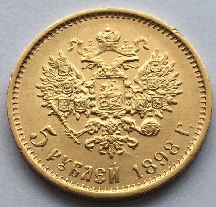 Rusland - 5 Rubel 1898 Nicolai II. - Guld