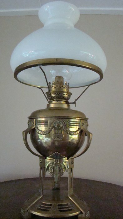 Jugendstil copper oil lamp