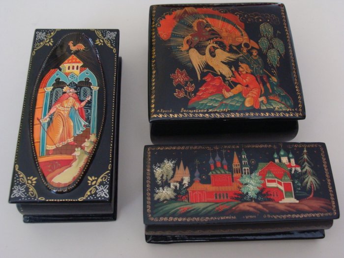 Three beautiful Russian lacquer boxes