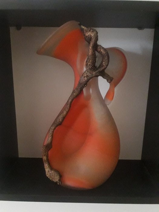 Vase in molten glass and bronze Art Deco