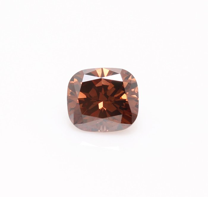 1 pcs Diament - 1.01 ct - poduszkowy - fantazyjny ciemno-pomarańczowawo-brązowy - SI2 (z nieznacznymi inkluzjami)