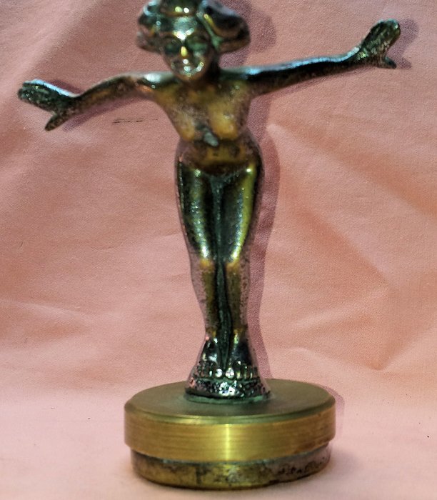 Vintage 1930s Chrome Nude Lady Speed - Nymph Art Deco Car Mascot Hood Ornament - Desmo?