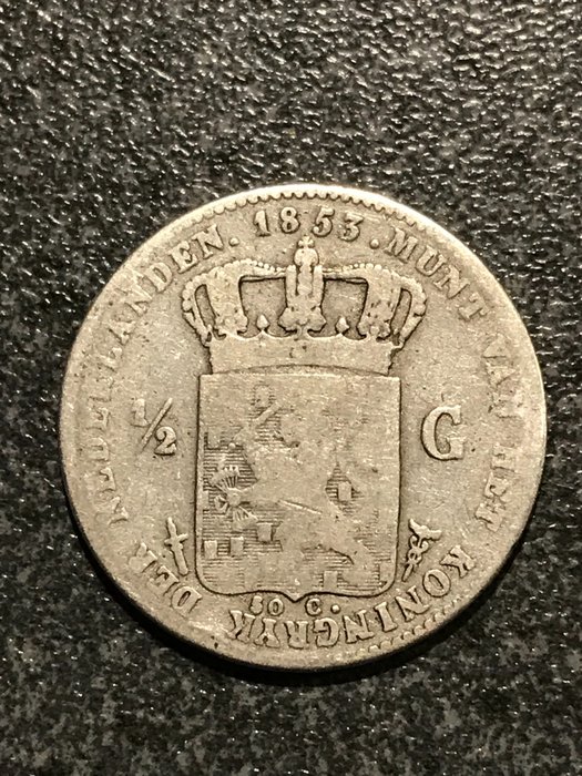 Nederländerna - 1/2 Gulden 1853 Willem III - Silver