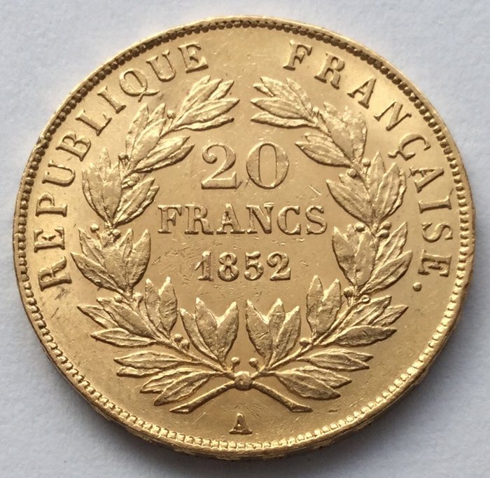 Francja - 20 Francs 1852-A Louis-Napoleon Bonaparte  - złoto
