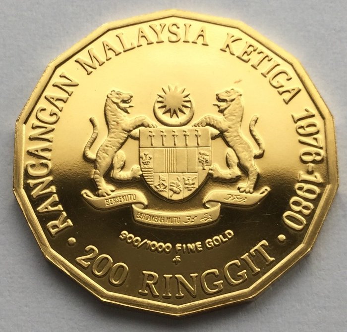 Malaysia - 200 Ringgit 1976 - Tun Abdul Razak - 6.57 g gold