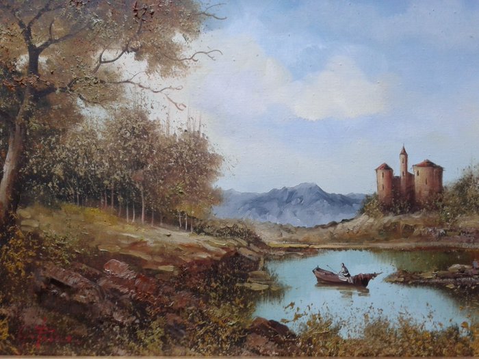 Giuseppe Prisco  - Paesaggio con lago 
