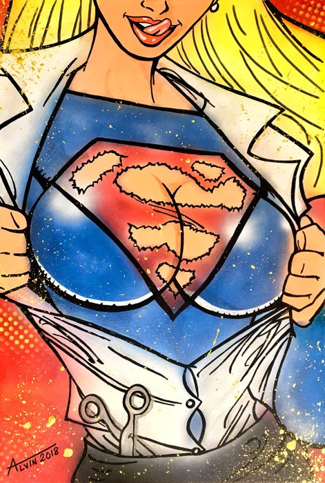 Alvin Silvrants - Naughty Supergirl pop art 3D