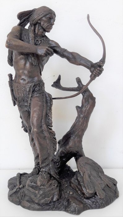 Gesigneerd Jim Ponter "Hunting Indian" (Collectibles Karl May museum Radebeul)