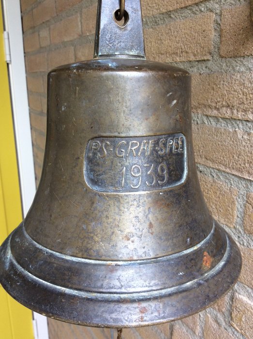 A large boat or ship’s bell "PS-GRAF SPEE-1939" made of brass - 20th century