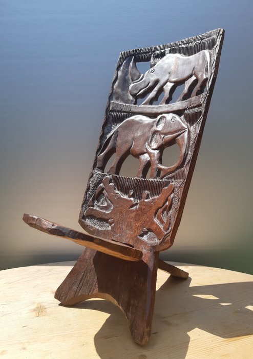African Hand Carved Folding Chair