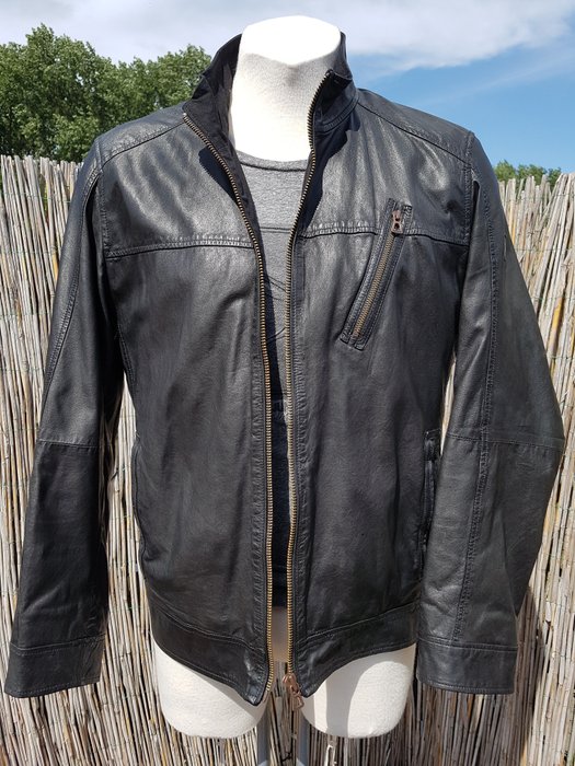 boss leather bomber jacket