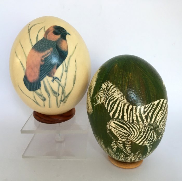 Two Ostrich Eggs Decorated 1 X Signed Catawiki