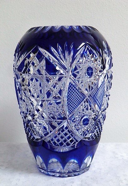 Bohemian Blue Cut Glass Vase Glass Designs