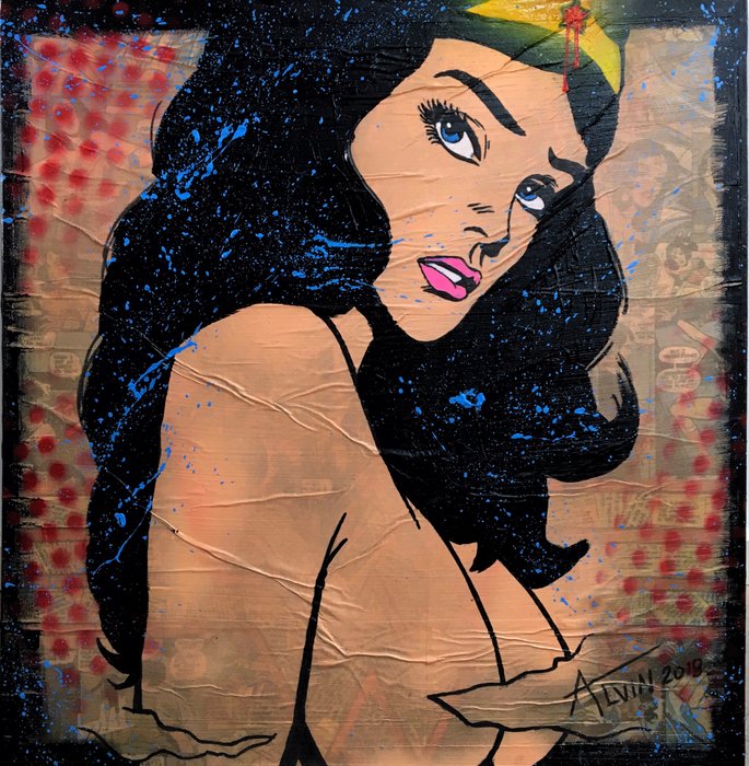 Alvin Silvrants - Wonder Woman naked pop art Lichtenstein stijl