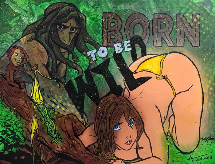Alvin Silvrants - Sexy Jane en Tarzan met stout aapje pop art