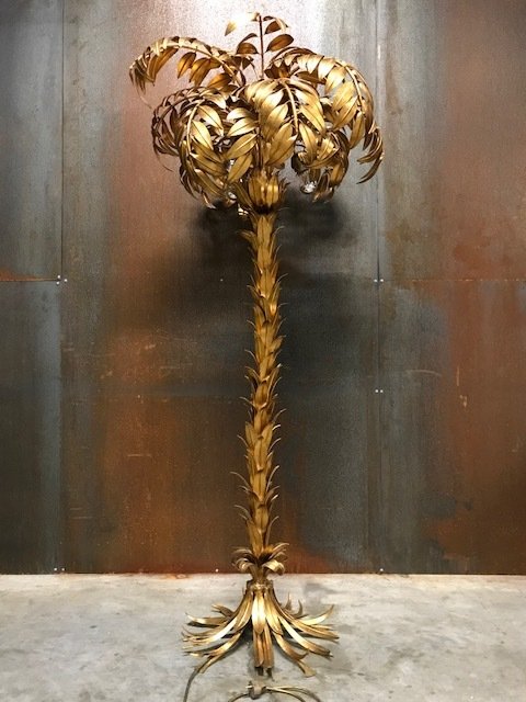 Gilt Brass Palm Tree Floor Lamp, Gilt Palm Tree Floor Lamps