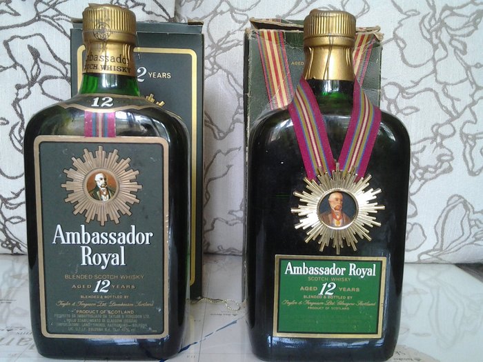 Whisky Ambassador Royal 12 years old -  2 different old bottles - 75cl - 43%