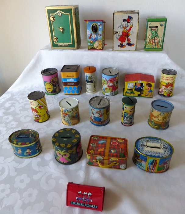 Collection 20 old cans children's savings pots - Look