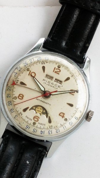 Pierce 1883 - triple calendar moonphase watch - Unisex - 1950-1959
