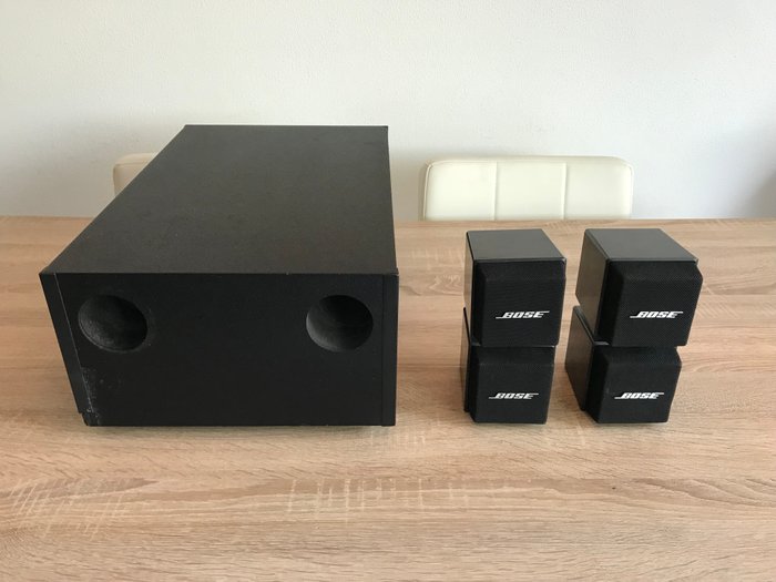 Beautiful black BOSE ACOUSTIMASS 5 SERIES 1 speaker system GREAT SOUND OUT OF ONLY 2 SPEAKERS.