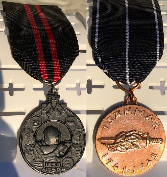 2 pcs. of WW2 - WWII Medals sells together / Finnish Winter War 1939-1940 Medal; KUNNIA ISÄNMAA + Finnish Commemorative Medal of the Continuation War 1941-1945