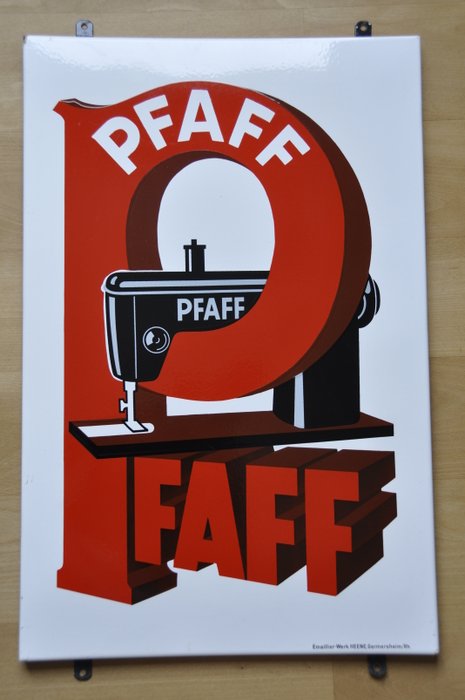 Enamel sign - PFAFF sewing machines - circa 1950