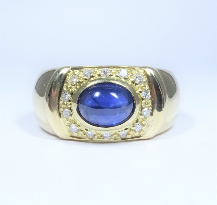 Ring of 18 kt and 9 g set with a sapphire of 1.5 ct and - Catawiki
