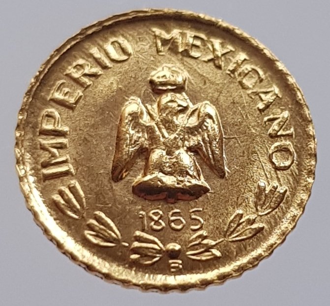 Mexico - 1 Peso 1865 `Maximiliano` naslag - Gold