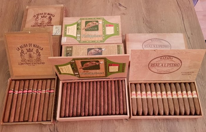 Lot of old cigars - 8 boxes La reina de Manila/panter/Pedro