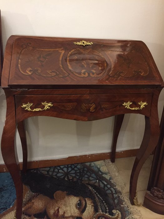 Small Desk Inlaid In Louis Xv Style Folding Desk With Leather