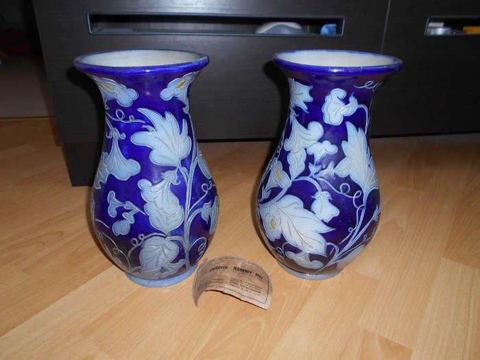 Betschdorf, Pottery REMMY son - pair of vases in Alsace stoneware