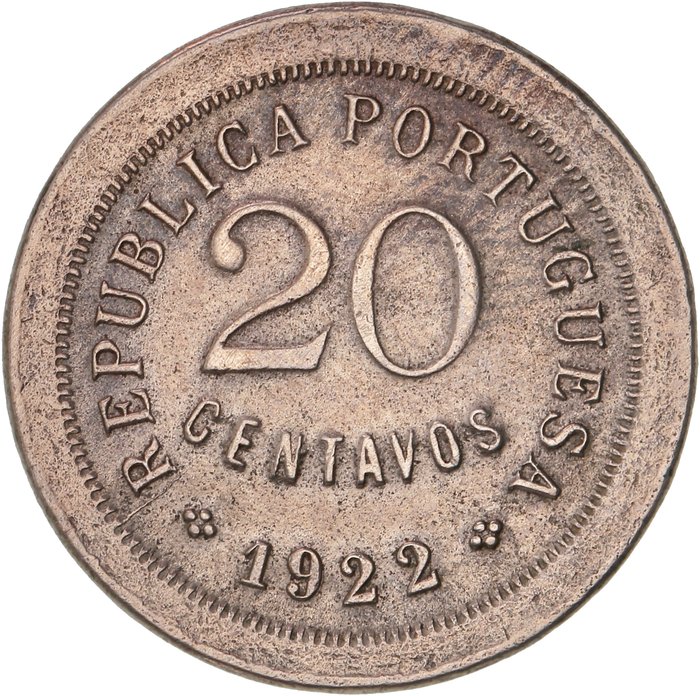 葡萄牙 - República - 20 Centavos -  1922 - Muito Rara - Cupro/Níquel