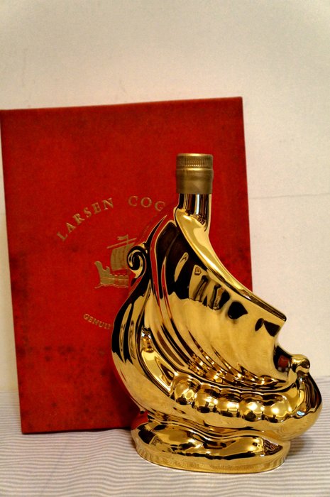 Messrs. Larsen S.A. Fine Champagne Cognac Limoges Golden Viking Ship with original box