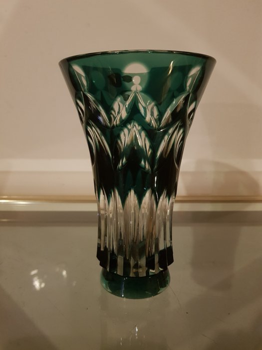 Val Saint Lambert - vase in cut crystal and signed - Award Expo 1975